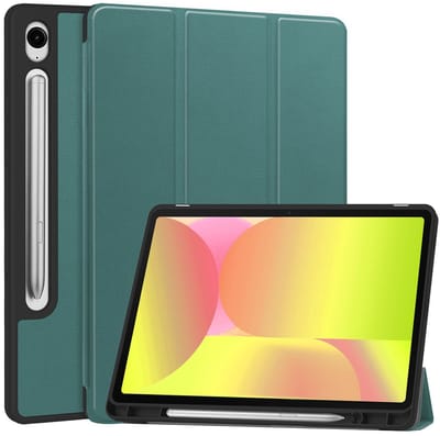 Hoes - Geschikt voor Samsung Galaxy Tab S10 FE - Dun & Stevig - Trifold Bookcase - Hard Cover Case - Met Uitsparing Geschikt voor S Pen - Hardcover Book - Tablet Hoesje - Donkergroen