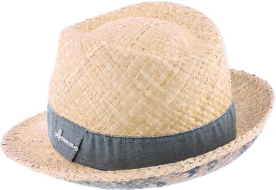 Herman chapeau été petit bord relevé à l'arrière en paille naturelle légère avec ruban uni