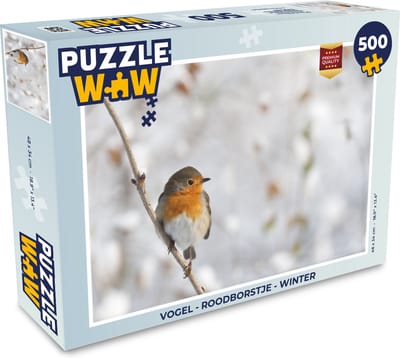 Puzzel Vogel - Roodborstje - Winter - Legpuzzel - Puzzel 500 stukjes