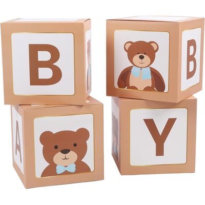 4 stuks 30 cm Beer Thema Ballonnen Dozen Feestartikelen voor Gender Reveal Feest Decoraties Letters Doos Verjaardag brown