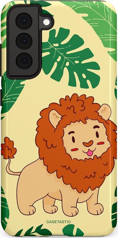 Casetastic Hoesje Geschikt voor Samsung S21 FE - Stijlvolle Beschermende Duo-layer Case - Jungle Leeuw Ontwerp