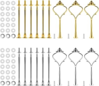 Elegante 3-laags taartstandaard met fruitkom voor bruiloften en feestjes - 6 sets in goud en zilver, perfect voor cupcakes en desserts