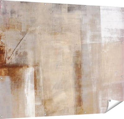 Gards Tuinposter Abstracte Kunst Bruin met Beige - 150x120 cm - Tuindoek - Tuindecoratie - Wanddecoratie buiten - Tuinschilderij