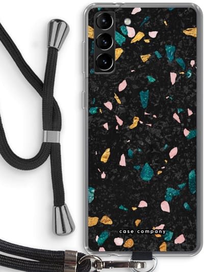 Case Company® - Hoesje met koord geschikt voor Samsung Galaxy S21 Plus hoesje met Koord - Terrazzo N°10 - Telefoonhoesje met Zwart Koord - Bescherming aan alle Kanten en Over de Schermrand