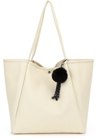 TAN.TOMI Dames Handtassen – Dames Tas Shopper – Grote Shopper Schoudertas – Lichtgewicht & Ruim - Crèmekleurig wit