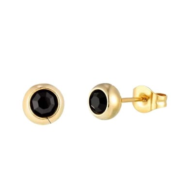 Aramat Jewels | Oorbellen | Stalen Bolletjes oorbellen met zwarte zirkonia-5mm | | | |5mm | Staal | Kinderen, Volwassenen | Verkleurd niet