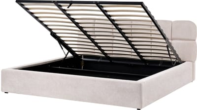 BASTON - Bed met opbergruimte - Lichtbeige - 180 x 200 cm - Polyester