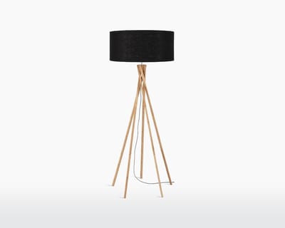 GOOD&MOJO Vloerlamp Kilimanjaro - Zwart/Bamboe - Ø60cm - Scandinavisch,Bohemian - Staande lampen voor Woonkamer - Slaapkamer
