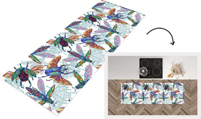 Keukenloper - Loper keuken - Insecten - Regenboog - Design - 150x50 cm - Keukenloper vinyl
