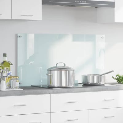 vidaXL - Keuken - Spatscherm - Wit - 100 - x - 50 - cm - gehard - glas