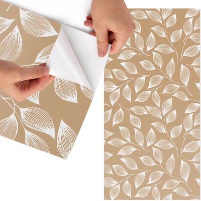 Tulup Meubelfolie - Bladrijke Harmonie Meubelfolie - 65x130 cm - Beige Meubelfolie - Meubelfolie Zelfklevend - Minimalist Meubelfolie - Wrapfolie Keuken - Wanddecoratie - Achtergronden en patronen