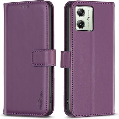 BINFEN Hoesje - Geschikt voor Motorola Moto G54 Hoesje - BINFEN Color Book Case - Paars