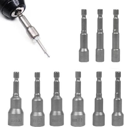9-delige Magnetische Doppenset Zeshoek Bits Adapter Metrisch 6-14mm voor Schroevendraaier