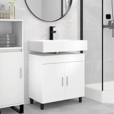 vidaXL - Badkamer - vaniteitsunit - Wit - 60 - x - 35 - x - 60 - cm - Bewerkt - hout