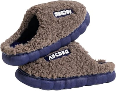 Pantoffels Dames-Pantoffels Heren-Pluche traagschuim pantoffels-Warm en antislip-bruin-44/45