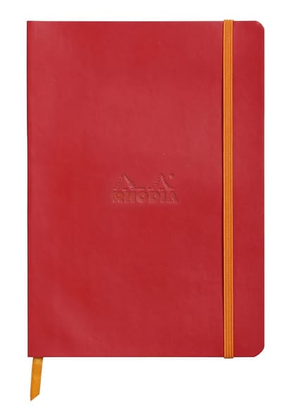 Rhodia Softcover Notitieboek – A5 – 80 Bladen – Gelijnd – Ivoorkleurig Papier 90 g/m² – Met Elastieksluiting - Klaproos