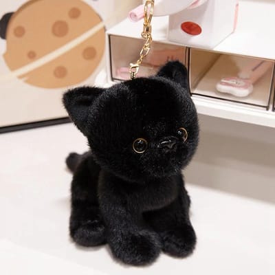 15Cm Schattige Gesimuleerde Zittende Kat Hanger Pop Pluche Speelgoed Gevuld Zacht Dier Wit Zwart Kitten Sleutelhanger Pop Kinder Verjaardagscadeau 15cm zwart