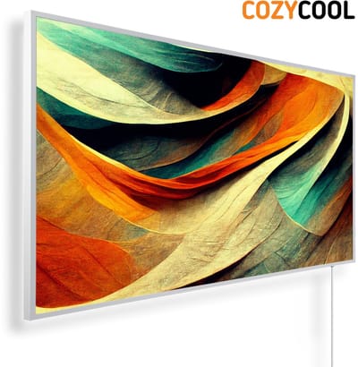Infraroodpaneel met afbeelding | Kleurig abstract kunstwerk | 1200 Watt | Witte lijst | Infrarood verwarmingspaneel | Infrarood paneel | Infrarood verwarming