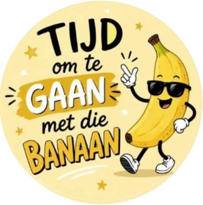 20x Traktatiestickers Gaan Banaan - Afscheid - Banaan Geel - Sluitstickers - Kinderfeest Traktatie - Uitdelen - Uitdeeltraktatie - Wensetiket - Rond - 40mm - Glossy sticker - Uitdeeltraktatie - Kinderfeest
