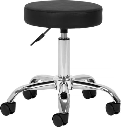 Salonkruk Zwart Verstelbaar met Wielen – Comfortabele Kapperskruk en Cosmetische Kruk voor Pedicure en Beauty Salons AM-310V