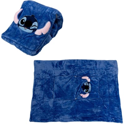 Stitch fleece plaid + kussen 100 x 150 cm - 40 x 40 cm - polyester