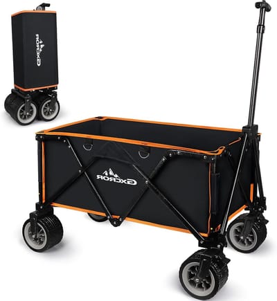Vouwbare Tuinkar met 200kg Laadvermogen voor Camping, Winkelen en Picknicks - Stevige Trolley voor Tuin en Strand