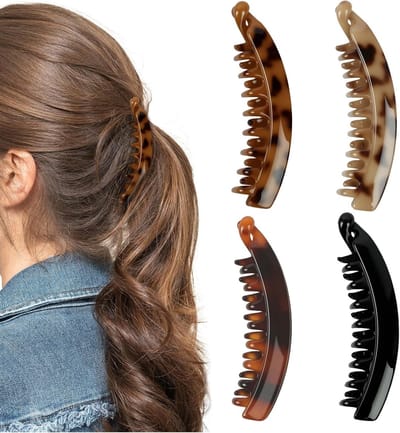 Retro Haarclips Set van 4 - Sterke Grip Bananenclips voor Vrouwen en Meisjes - Perfect voor Diverse Haarstijlen