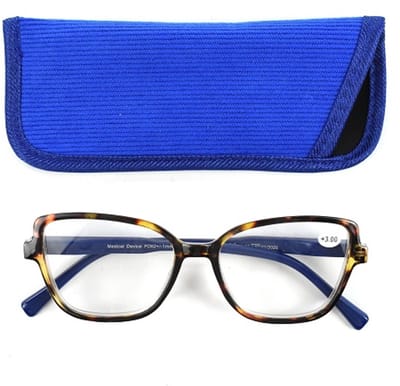 Lilly&June Trendy Lichtgewicht Leesbril Havana Montuur met donker blauwe Pootjes - Sterkte +1