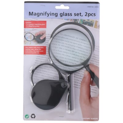 Vergrootglas set 2-delig transparant zwart - loep voor kinderen en volwassenen.