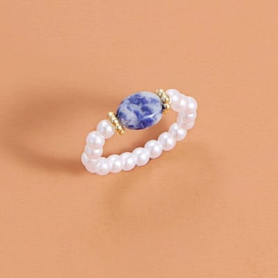 Niche Koreaanse Stijl Eenvoudige Retro Parel Ring Handgemaakte Synthetische Steen Wijsvinger Ring Sweet Girl one size white