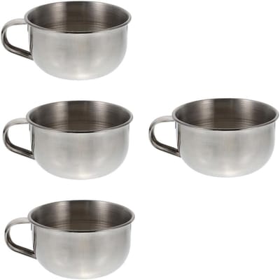 Scheerkom met handvat - Scheerschuim kom - Schuim maken - Roestvrij staal - 10x8.5cm - Zilver