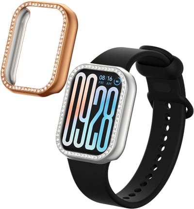 kwmobile 2x kunststof horloge rand bescherming geschikt voor Xiaomi Smart Band 9 Pro Beschermhoes - Glitter beschermhoesje zilver / roségoud
