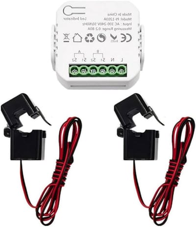 Energiemonitor - Stroommeter - Energieverbruik Meten - Bidirectionele Monitoring - 10x10x3 cm - Zwart/Wit