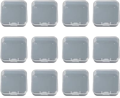 12 Stuks Mini Plastic Opbergdozen met Deksel, Transparante Opbergcontainers voor Kralen, Knutselen en Sieraden (5.5x5.5cm)