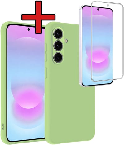 Hoesje - Met Screenprotector - Geschikt voor Samsung Galaxy A37 - Sterk & Shockproof - Telefoon Hoes - Back Cover - Siliconen Case - Telefoonhoes - Groen