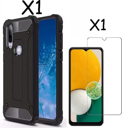 Hoesje Geschikt Voor Samsung Galaxy A13 5G / A04s Hoesje Schokbestendig Hybride backcover - Rugged Armour Cover – Met Screenprotector – Zwart