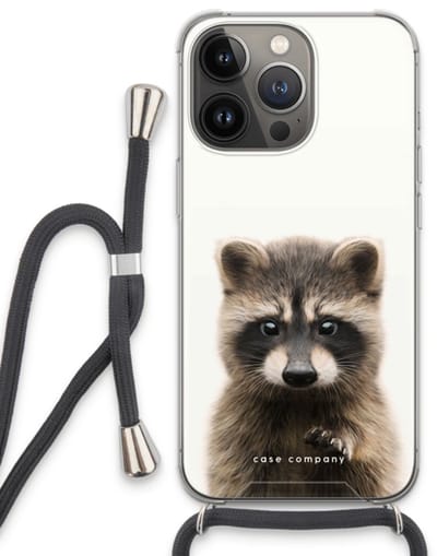 Case Company® - Hoesje met koord geschikt voor iPhone 13 Pro hoesje met Koord - Rocco - Telefoonhoesje met Zwart Koord - Bescherming aan alle Kanten en Over de Schermrand