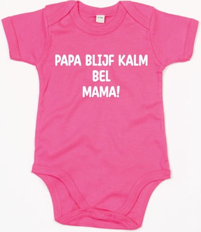 Rompertje Papa Blijf Kalm Bel Mama-Fuchsia-3-6 Maanden