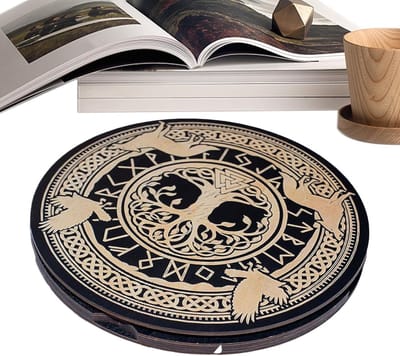 Runen Set - Rituele Gereedschappen - Meditatie Decoratie - Magnetische Houten Kist - 23 x 23 x 1.5 cm