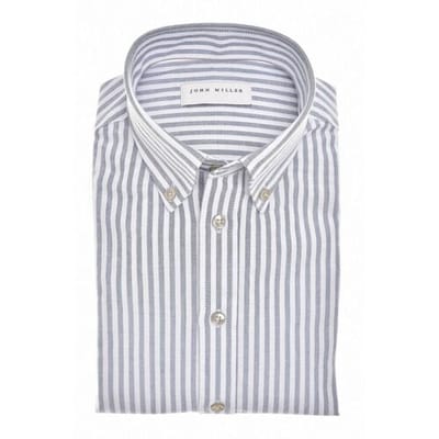John Miller Overhemd Striped Button-Down Oxford Donker Blauw / male