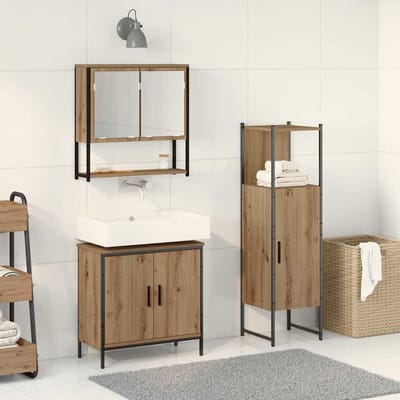 vidaXL - Badkamermeubel - Set - 3 - st - Bruin - 33 - x - 33 - x - 113,5 - cm - Bewerkt - hout