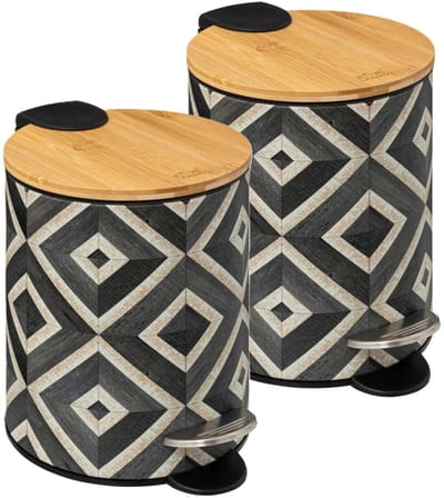 5Five Pedaalemmer Mystic - 2x - groen mix - 3 liter - metaal - 17 x 23 cm - voor toilet/badkamer - soft-close