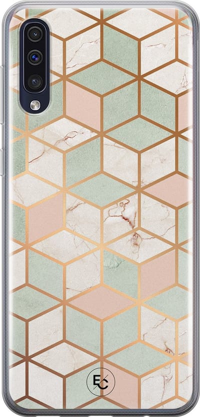 Hoesje geschikt voor Samsung Galaxy A50 - Pastel Kubus - Soft Case - TPU - Print - Multi - ELLECHIQ