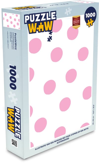 Puzzel Illustratie van een patroon met roze stippen op een witte achtergrond - Legpuzzel - Puzzel 1000 stukjes volwassenen