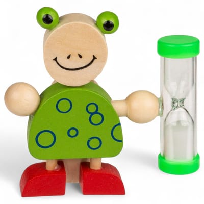 Dailygoods- Tandenborstelhouder met Zandloper - Houten Tandenborstelhouder - Grappige Dierenfiguren - Educatief en Decoratief - 3 Minuten Timer - Kindvriendelijk Ontwerp - Tandenborstelstandaard