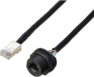 TRU COMPONENTS TC-E13T-FR5-PWF/MR6-NCA-0.5PV-JD RJ45-bus voor montage aan de achterkant met draad IP67 (schroefdraad),