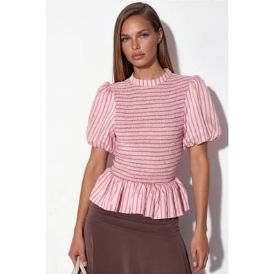 Gestreepte Textuur Rimpel Blouse