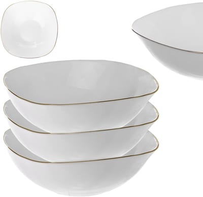 KADAX Slakom 19cm Glazen Kommen voor Soep Snacks Set Wit 3 st