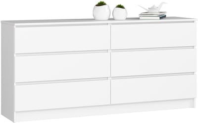 Ladekast K160 met 6 Lades / AKORD Furniture Factory / Wit / 160 x 77 x 40 cm