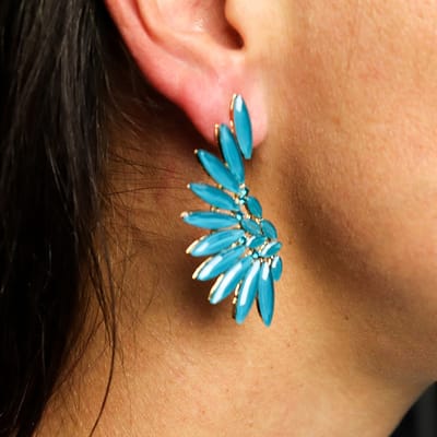 Turquoisegroen - Vintage glas - Engelenvleugels - Oorbellen